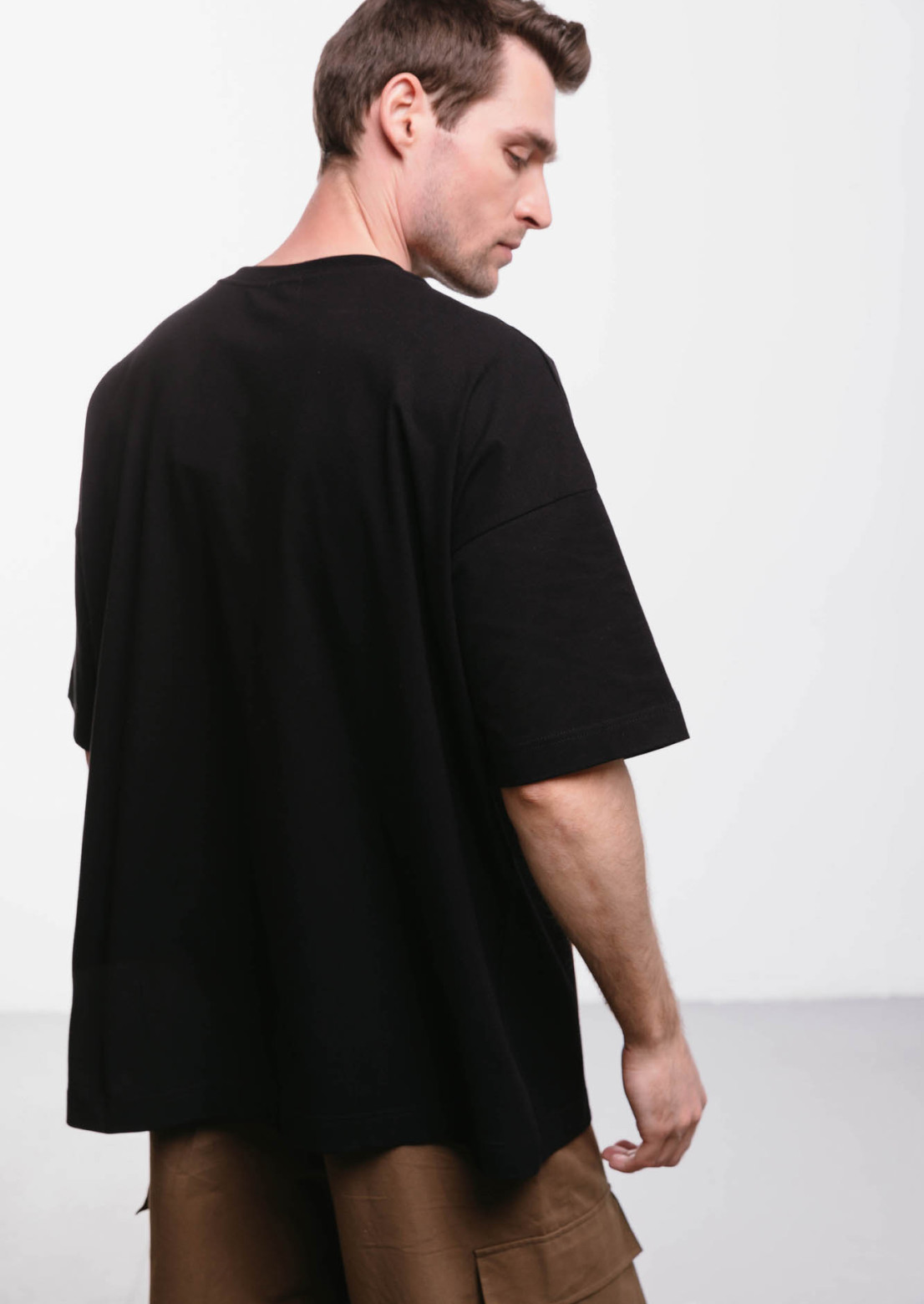 Black color mega oversize unisex "100% human" T-shirt 